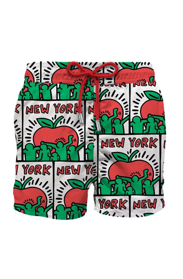 MC2 SAINT BARTH Men Swim Shorts Mid Length Gustavia Keith Haring Design