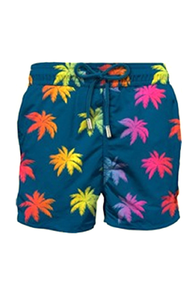 MC2 SAINT BARTH Men Swim Shorts Mid-Length Gustavia Velvet Palmy Shades