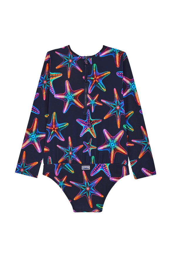 VILEBREQUIN Girls One-Piece Swimsuit Zipped Rashguard Disco Stars