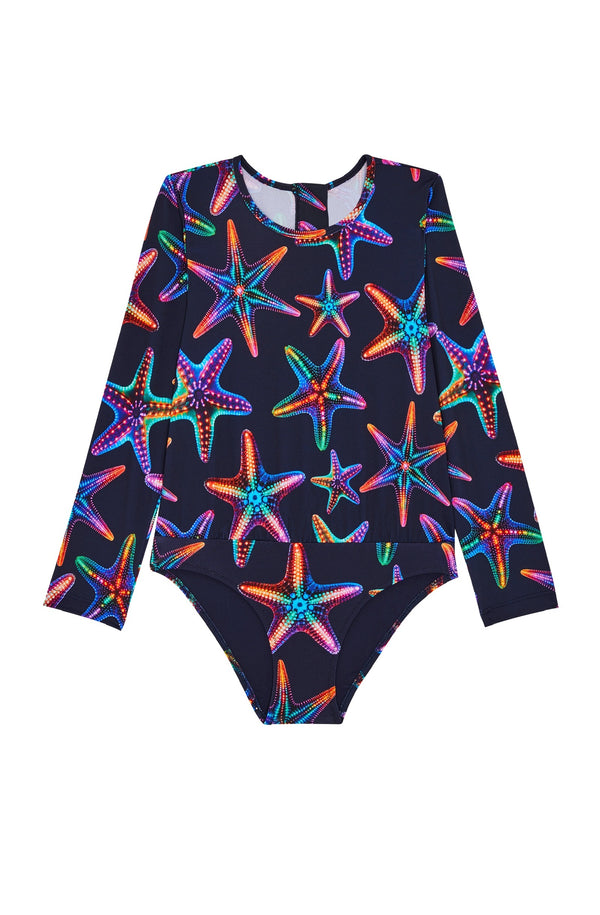 VILEBREQUIN Girls One-Piece Swimsuit Zipped Rashguard Disco Stars