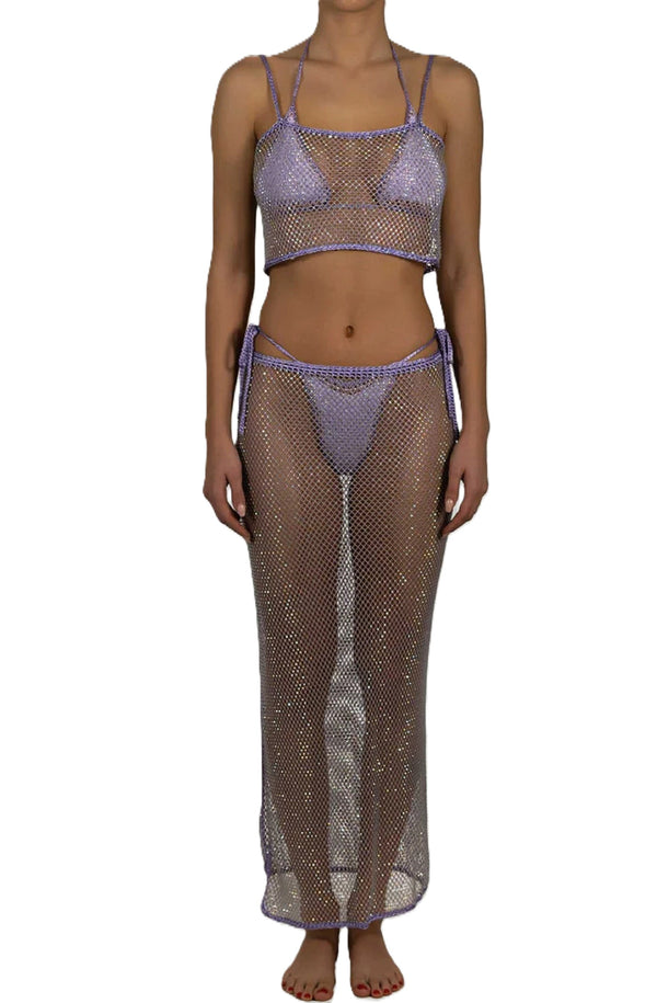 PARAMIDONNA Women Grace Crystal Lilac Long Skirt