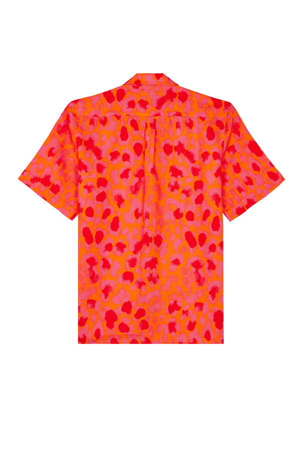 VILEBREQUIN Men Bowling Linen Shirt New Leopard