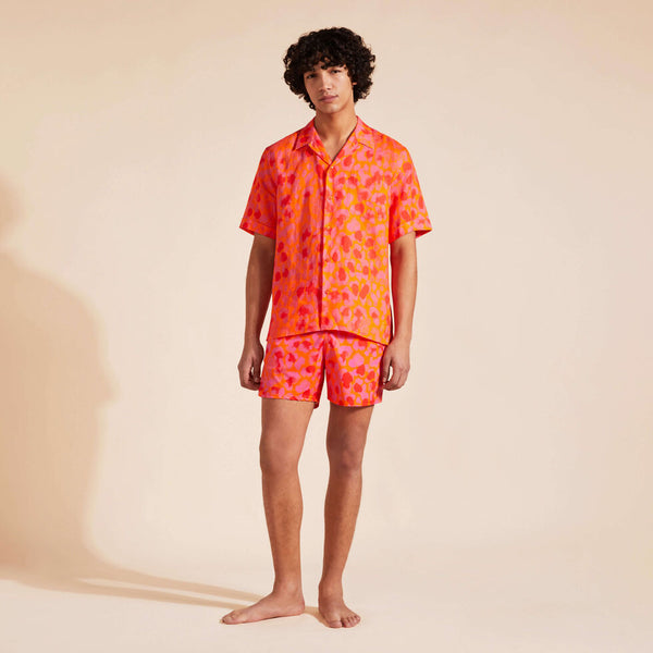 VILEBREQUIN Men Bowling Linen Shirt New Leopard