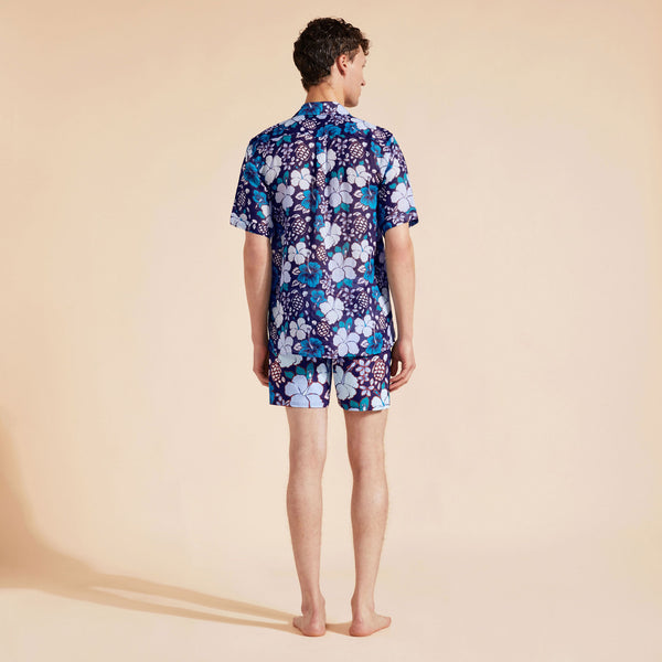 VILEBREQUIN Men Bowling Ramie Shirt Tropical Turtles
