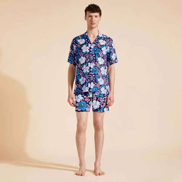 VILEBREQUIN Men Bowling Ramie Shirt Tropical Turtles