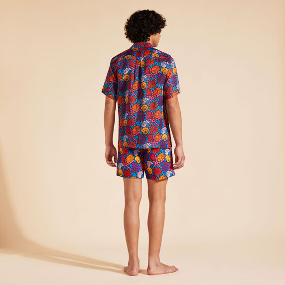 VILEBREQUIN Men Linen Bowling Shirt Noumea Sea Shells