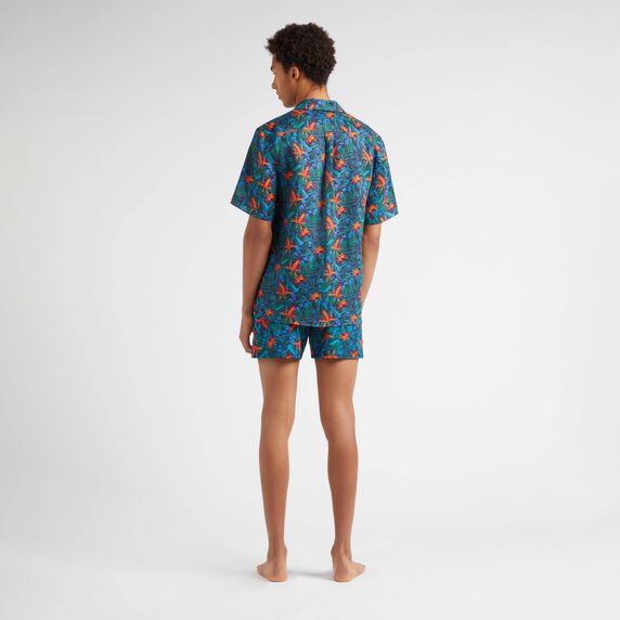 VILEBREQUIN Men Linen Bowling Shirt Tropical Flowers