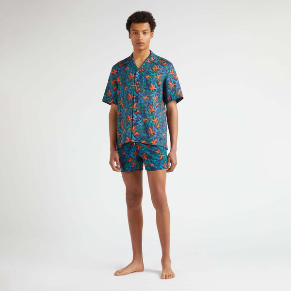 VILEBREQUIN Men Linen Bowling Shirt Tropical Flowers