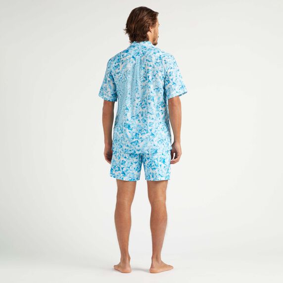 VILEBREQUIN Men Cotton Silk Bowling Shirt Iced Turtles