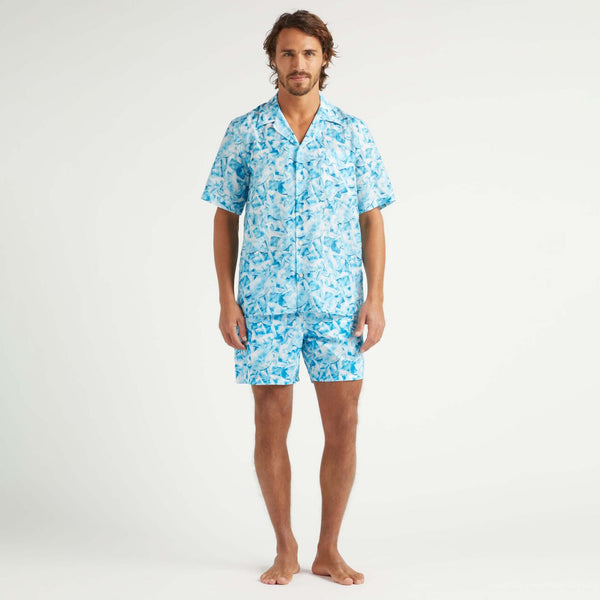 VILEBREQUIN Men Cotton Silk Bowling Shirt Iced Turtles