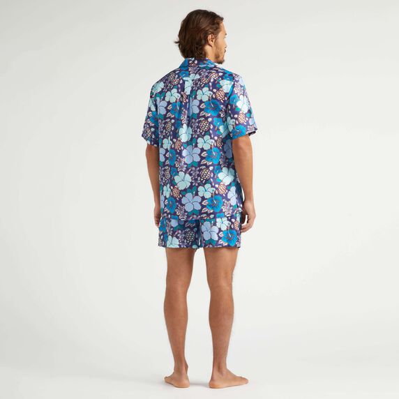 VILEBREQUIN Men Silk Bowling Shirt Tropical Turtles