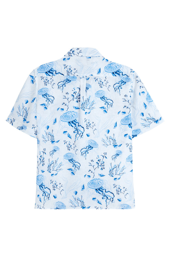 VILEBREQUIN Men Bowling Linen Shirt Medusa and Shells