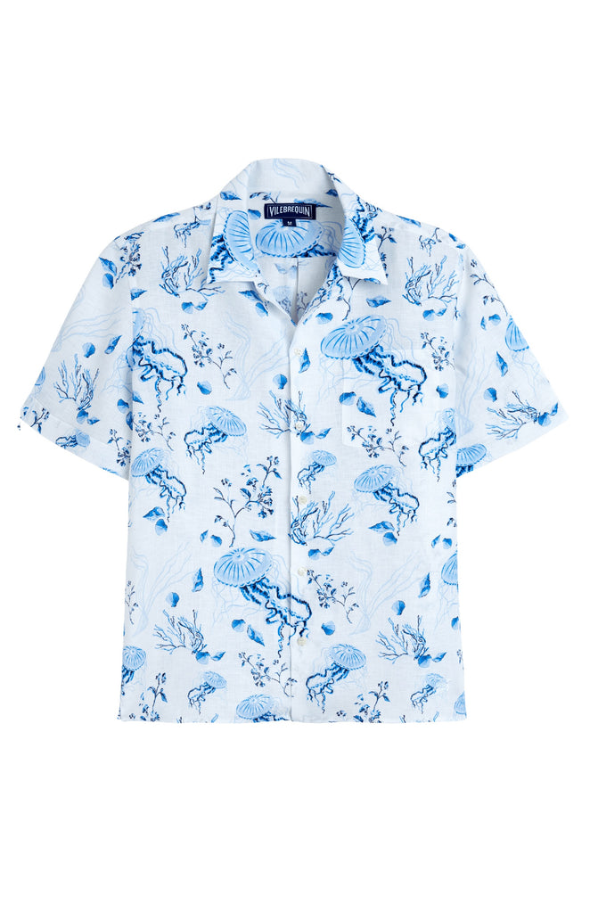 VILEBREQUIN Men Bowling Linen Shirt Medusa and Shells