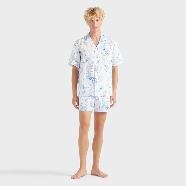 VILEBREQUIN Men Bowling Linen Shirt Medusa and Shells