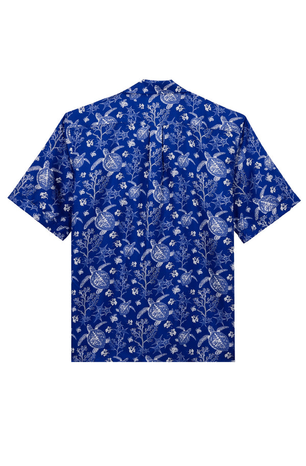 VILEBREQUIN Men Silk Bowling Shirt X-Ray Turtles