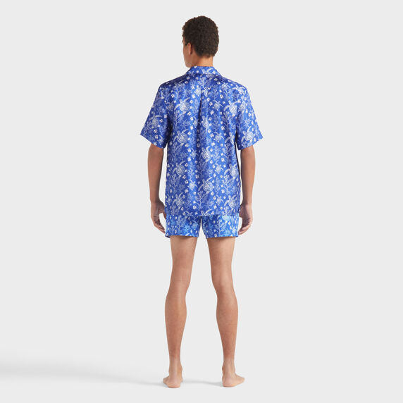 VILEBREQUIN Men Silk Bowling Shirt X-Ray Turtles