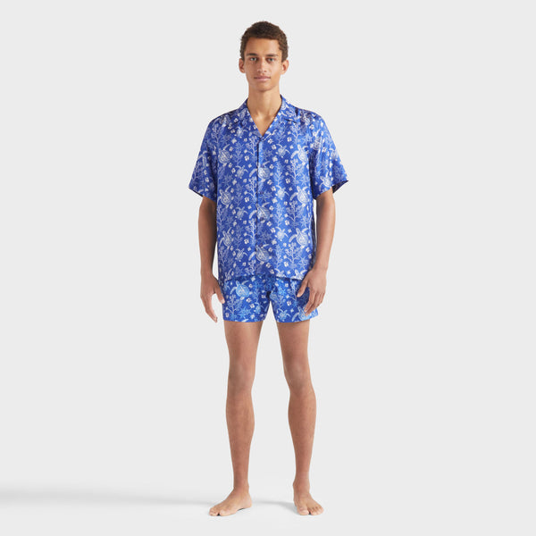 VILEBREQUIN Men Silk Bowling Shirt X-Ray Turtles