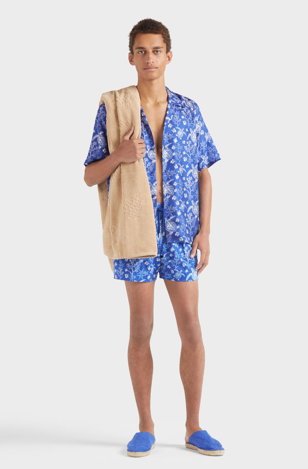 VILEBREQUIN Men Silk Bowling Shirt X-Ray Turtles