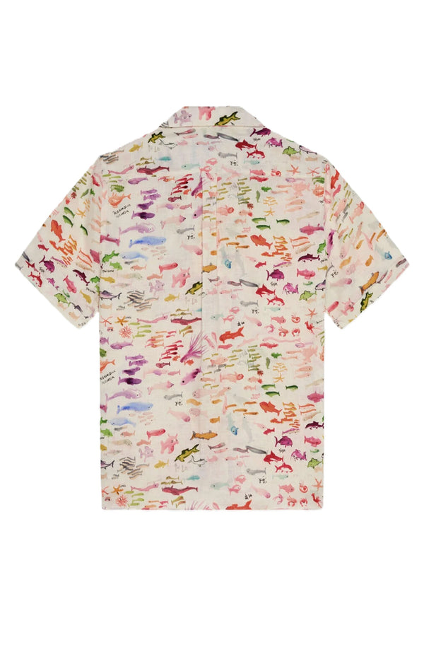 VILEBREQUIN Men Linen Bowling Shirt Pescador - Vilebrequin x Fabrice Hyber
