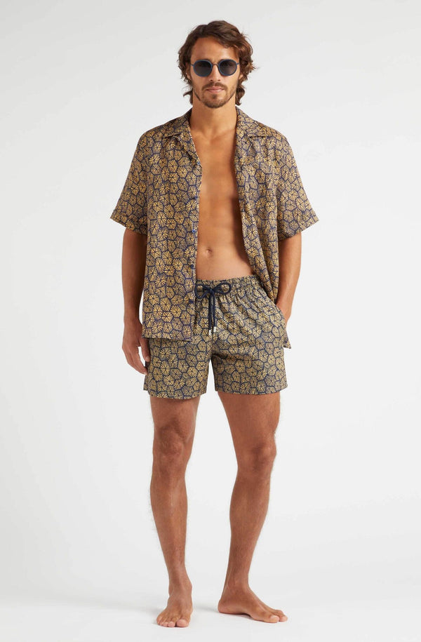 VILEBREQUIN Men Linen Bowling Shirt Carpaces