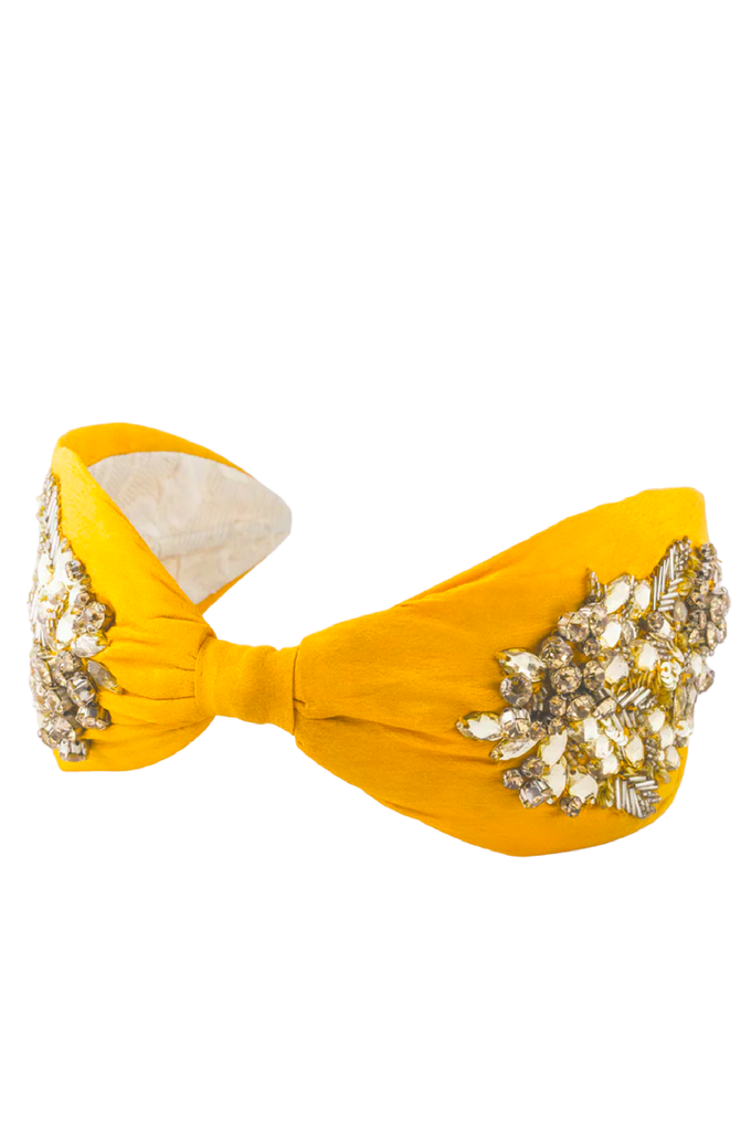NAMJOSH Yellow Crystal  Leaf Headband