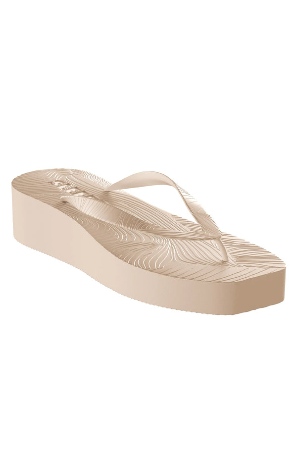 SLEEPERS Women High Platform Eggnog Flip Flops