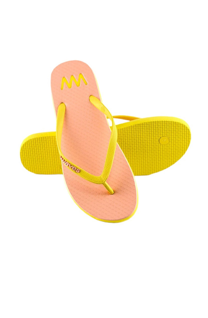 WAVES Women Two Tone Pastel Flip Flop - Light Orange / Yellow