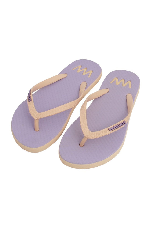 WAVES Women Two Tone Pastel Flip Flop - Cream / Purple