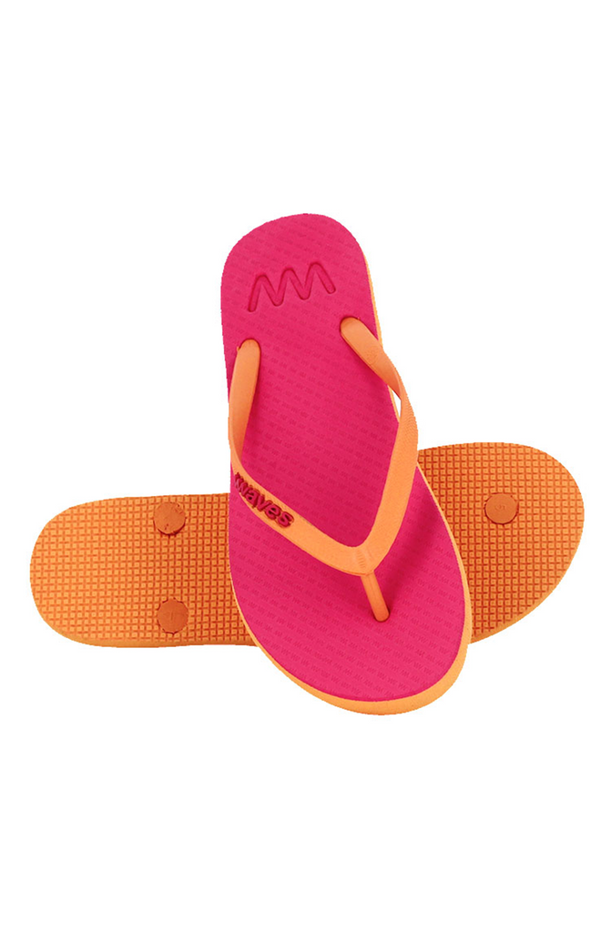 WAVES Women Two Tone Pastel Flip Flop - Orange Pink
