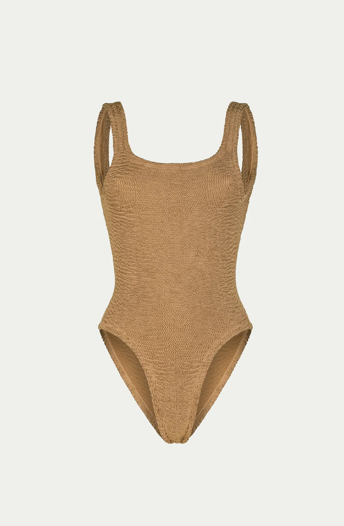PARAMIDONNA Women Hailey Camel Open Back One-Piece Swimsuit