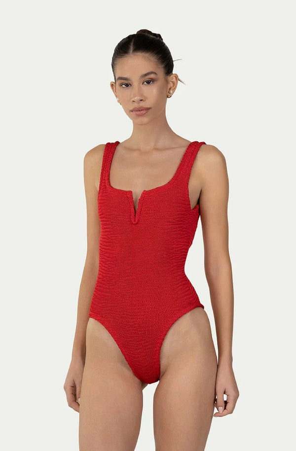 PARAMIDONNA Women Holly Chili Pepper V-Shaped One-Piece Swimsuit