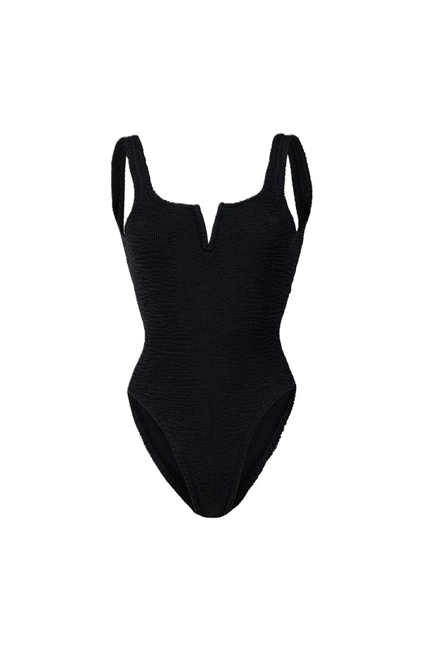 PARAMIDONNA Women Holly Black V-Shaped One-Piece Swimsuit
