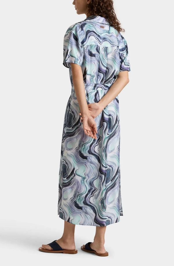 VILEBREQUIN Women Silk Long Shirt Dress Marble