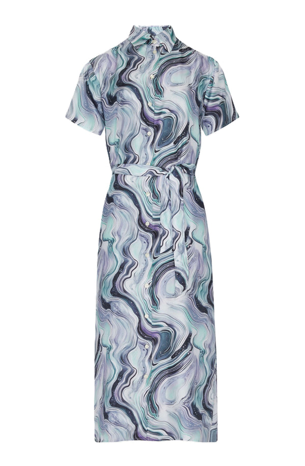 VILEBREQUIN Women Silk Long Shirt Dress Marble