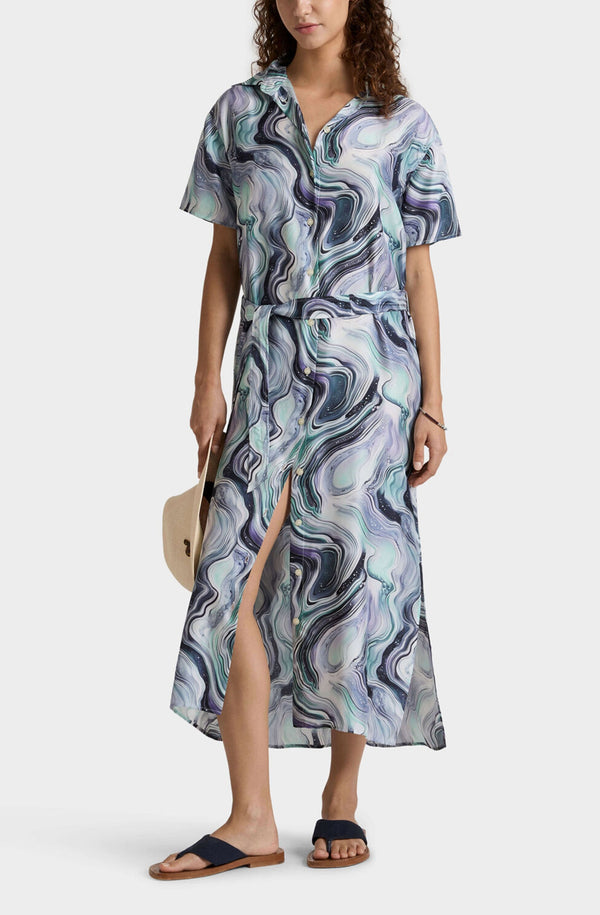 VILEBREQUIN Women Silk Long Shirt Dress Marble