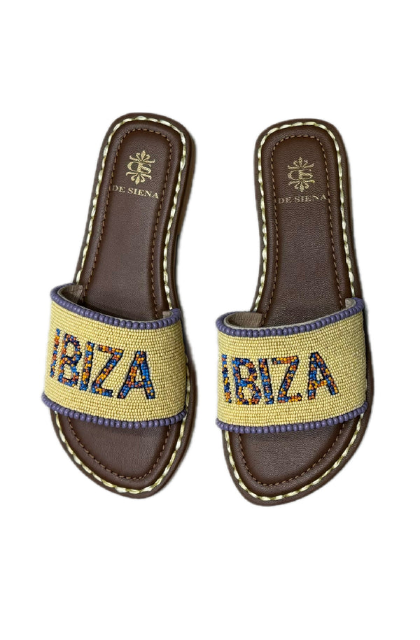 DE SIENA Women Ibiza Beads Yellow Slip On Sandals