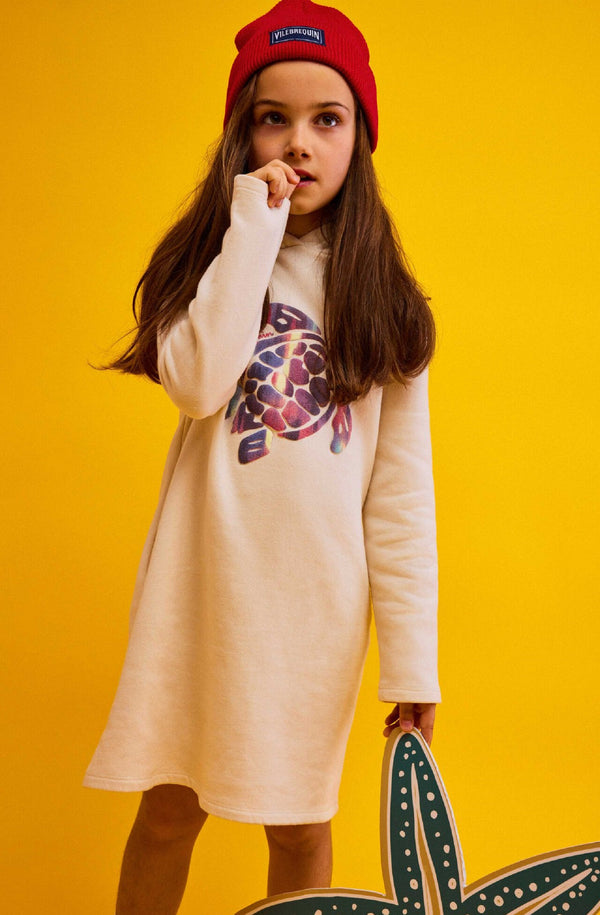 VILEBREQUIN Girls Hooded Long Sleeves Dress Ikat Turtle