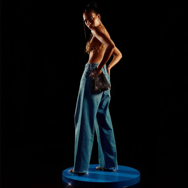 GIARITE Women Brilly Black Rhinestone Bucket Bag