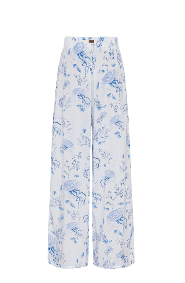 VILEBREQUIN Women Wide-Leg Viscose Pants Medusa and Shells
