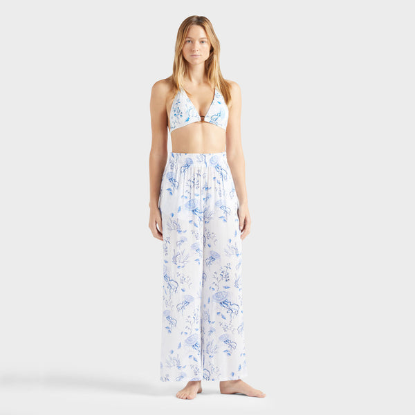 VILEBREQUIN Women Wide-Leg Viscose Pants Medusa and Shells