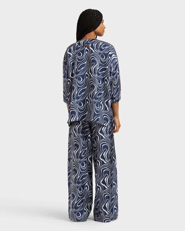 VILEBREQUIN Women Wide-Leg Silk Pants Waves