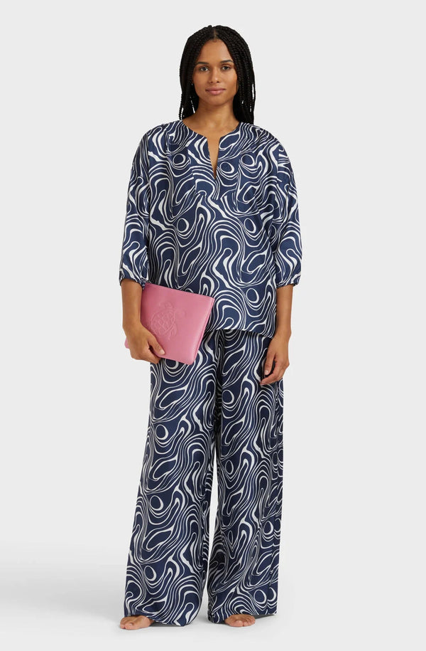 VILEBREQUIN Women Wide-Leg Silk Pants Waves