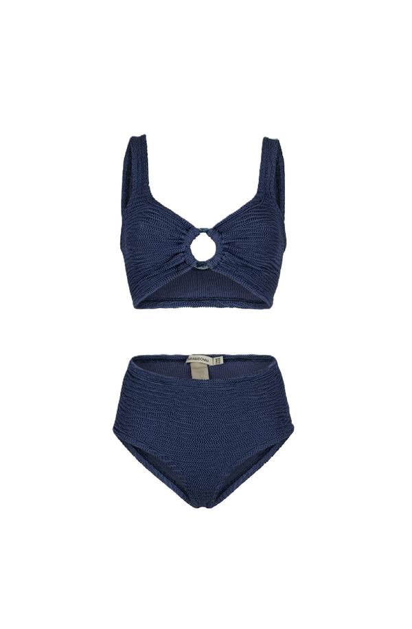 PARAMIDONNA Women Irina Navy Blue High-Waisted Bikini
