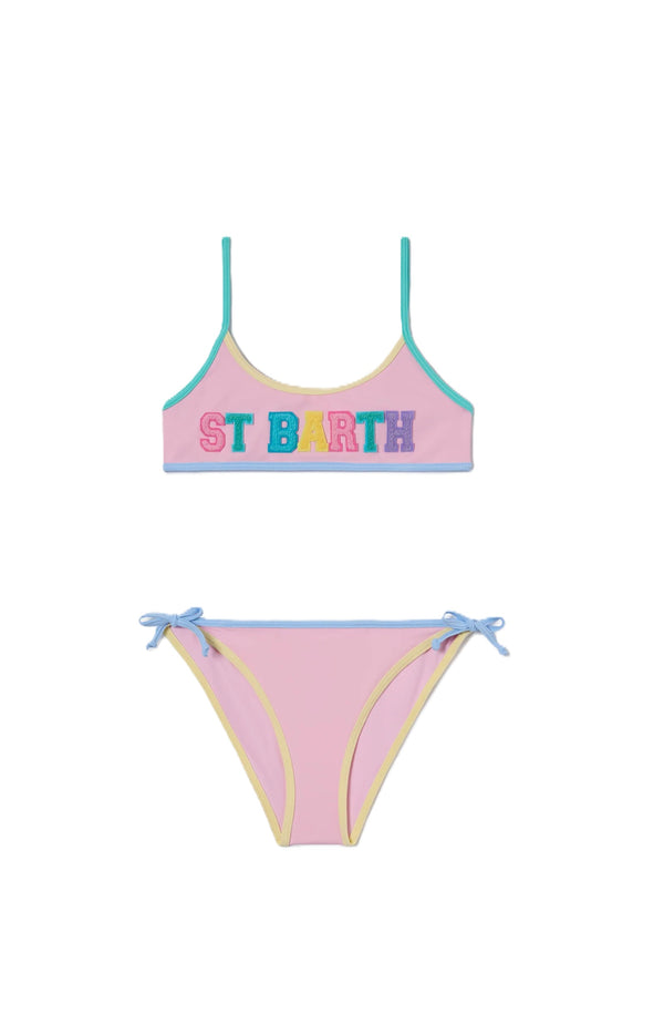 MC2 SAINT BARTH Girls Bralette Bikini Multicolor Terry Effect Patch