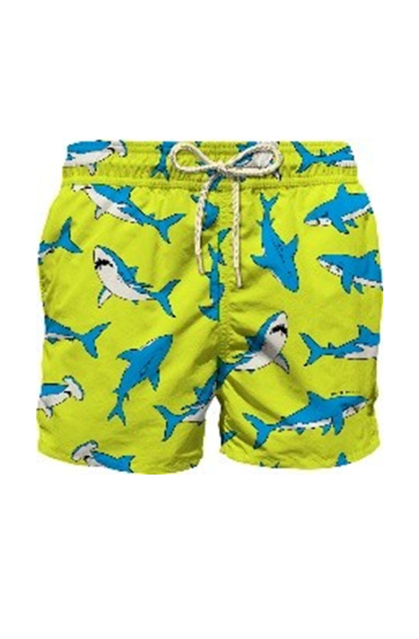 MC2 SAINT BARTH Boys Lightweight Swim Shorts Jean Lighting Mad Shark