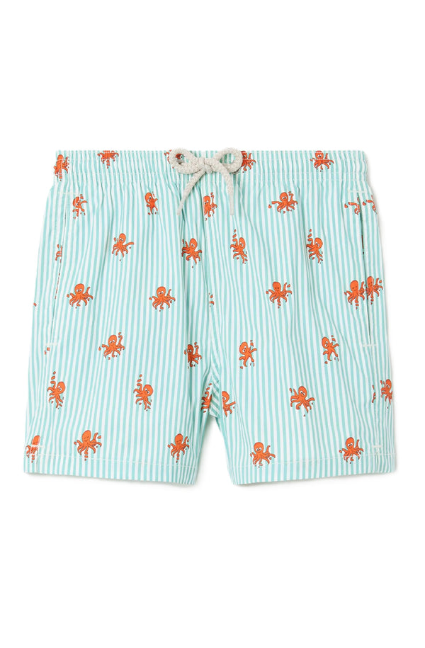 MC2 SAINT BARTH Boys Lightweight Stretch Swim Shorts Striped Octopus