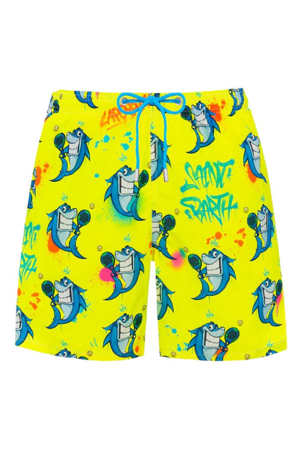 MC2 SAINT BARTH Men Lightweight Swim Shorts Lighting Cryptopuppets Print