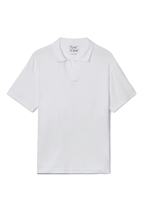 MC2 SAINT BARTH Men Terry Effect Cotton Polo Shirt Jeremy White