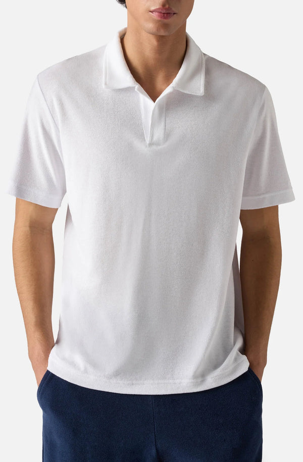 MC2 SAINT BARTH Men Terry Effect Cotton Polo Shirt Jeremy White