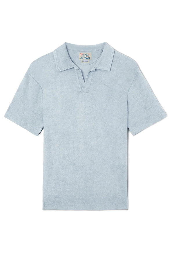 MC2 SAINT BARTH Men Terry Effect Cotton Polo Shirt Jeremy Light Blue
